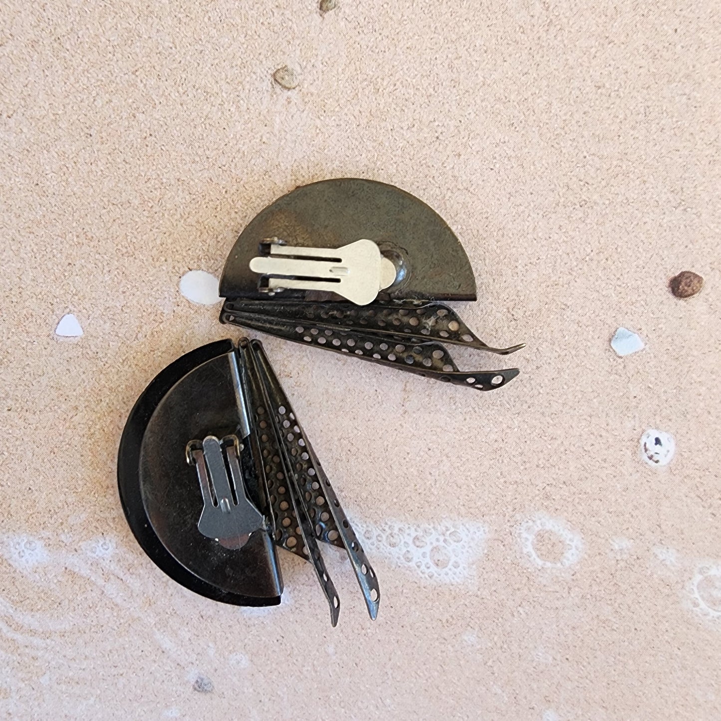 Image showing the back of the sculptural art deco earrings.