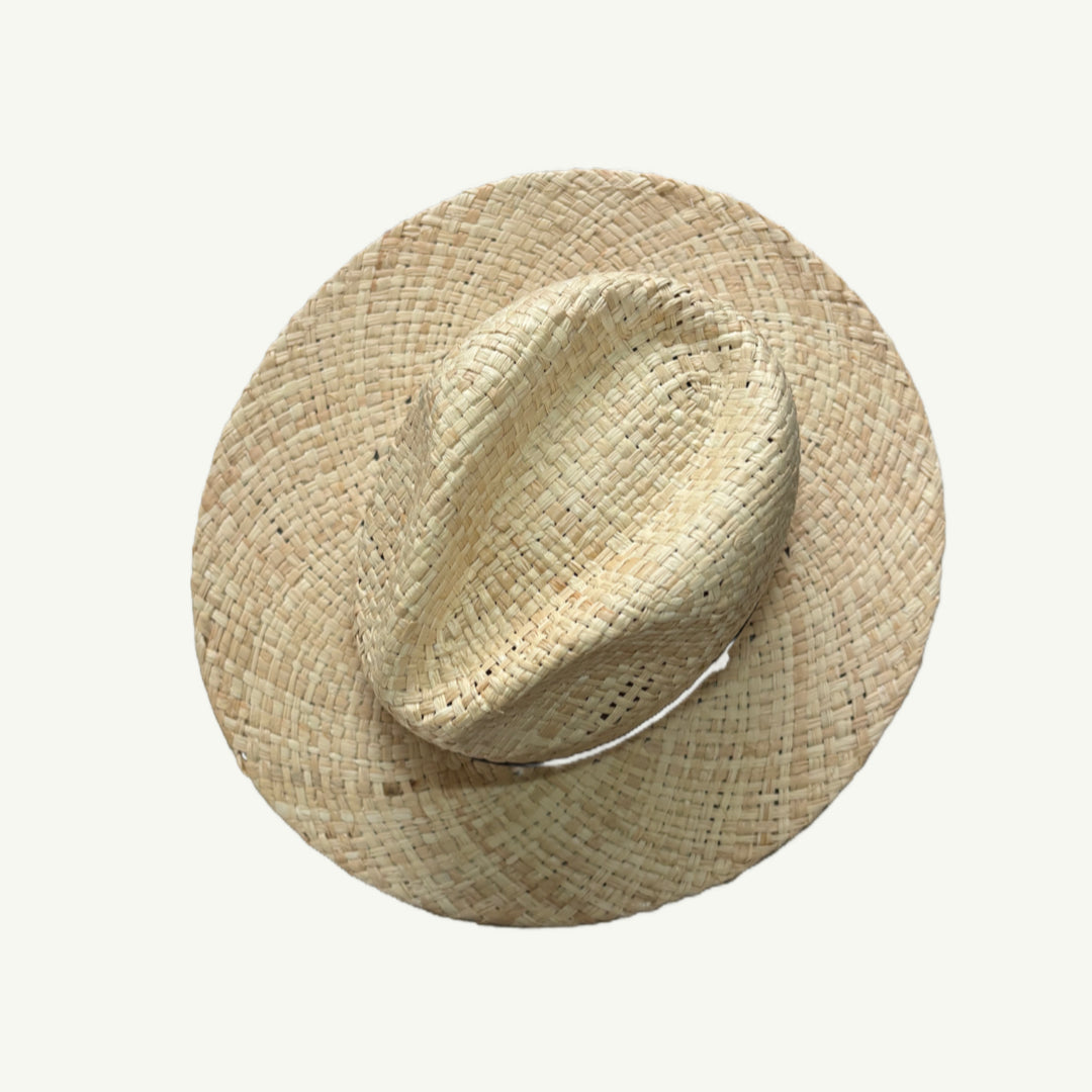 Top view of the Shayd Mini Straw hat showing the structured shape