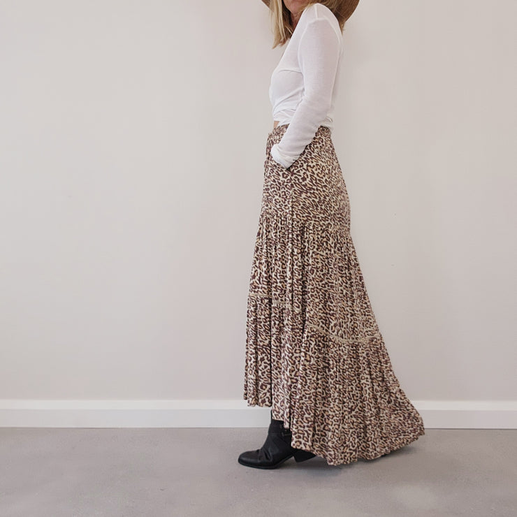 Secondhand Kivari Alena high low skirt, in leopard print size 6