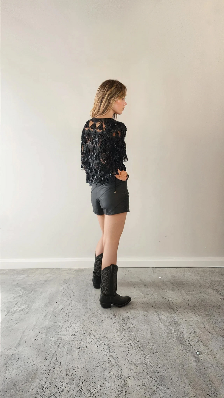 Winona Australia sheer sequin cropped jacket with tie – semi-sheer, rockstar essential for the stage. Available now at wilsonavenue.au