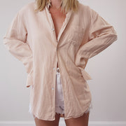 Front of pre-loved button up shirt by clothing brand Assembly Label.