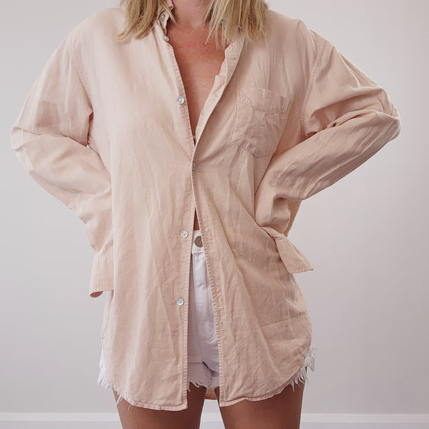 Front of pre-loved button up shirt by clothing brand Assembly Label.