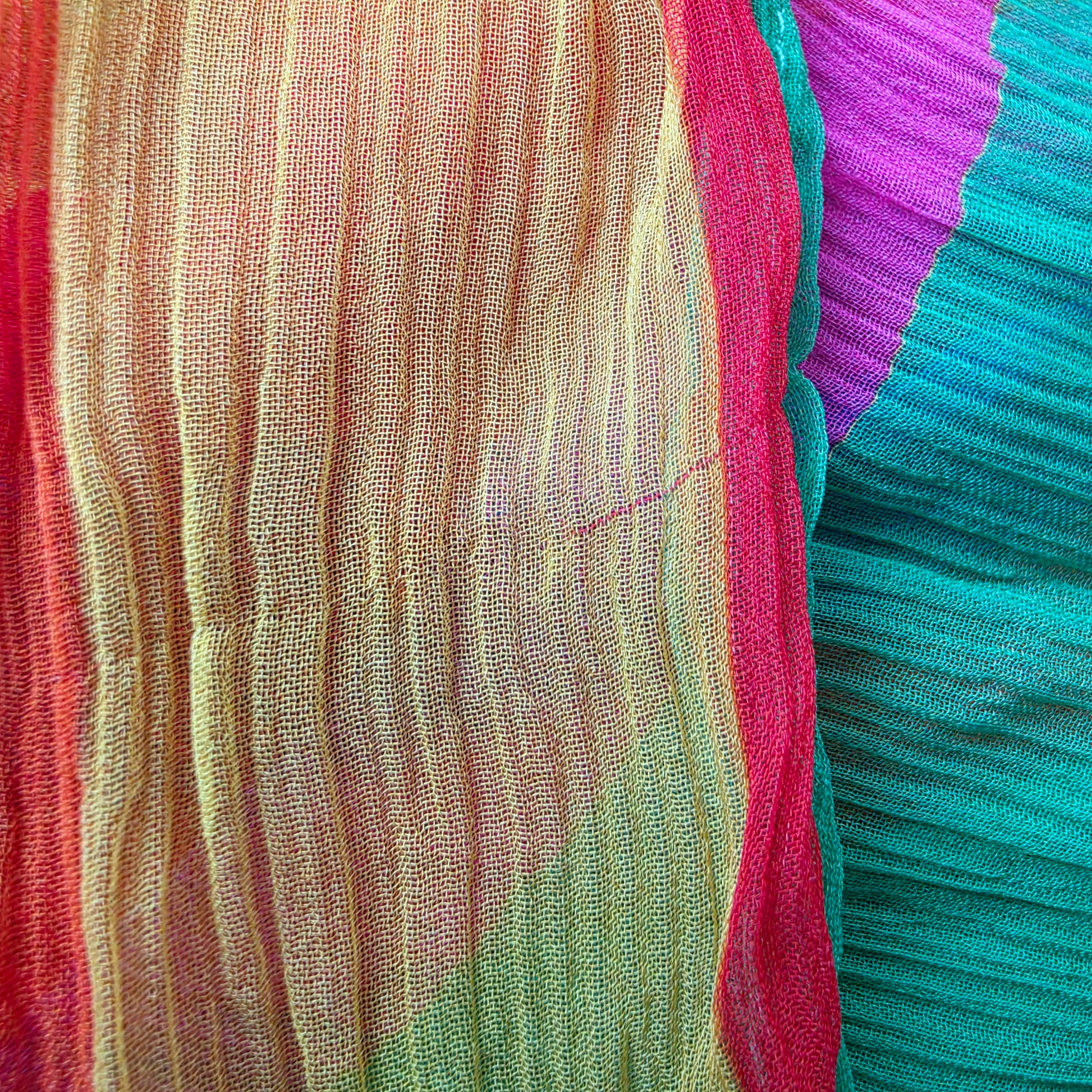 Sheer layered fabric detail, showing a small fabric pull, in the coloured fabric on the Bonita Collective Viviana skirt