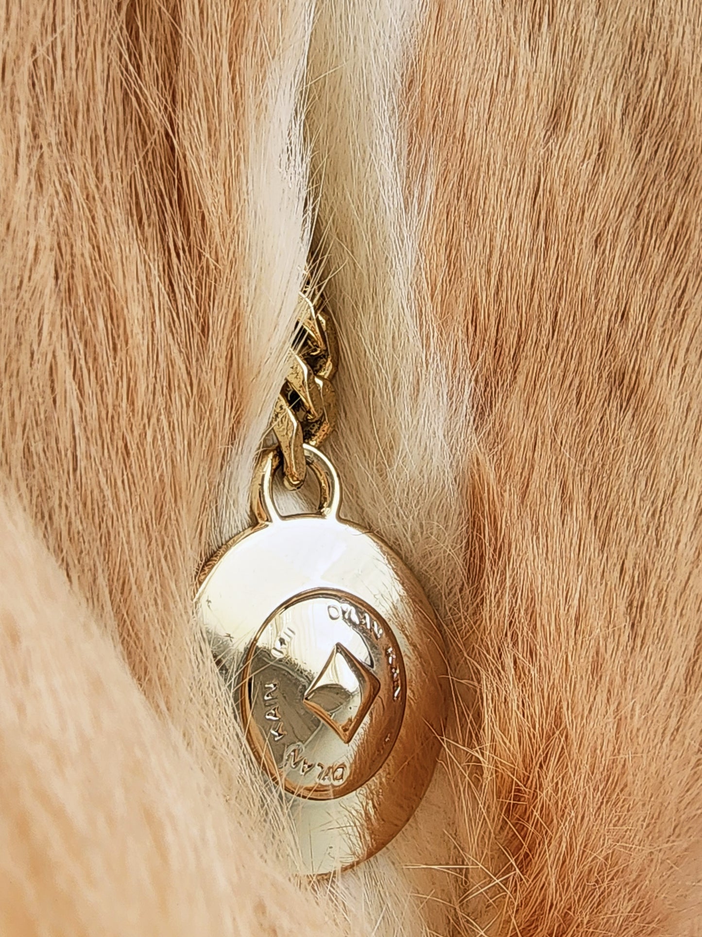 Dylan Kain The 88 gold chain belt with signature medallion.