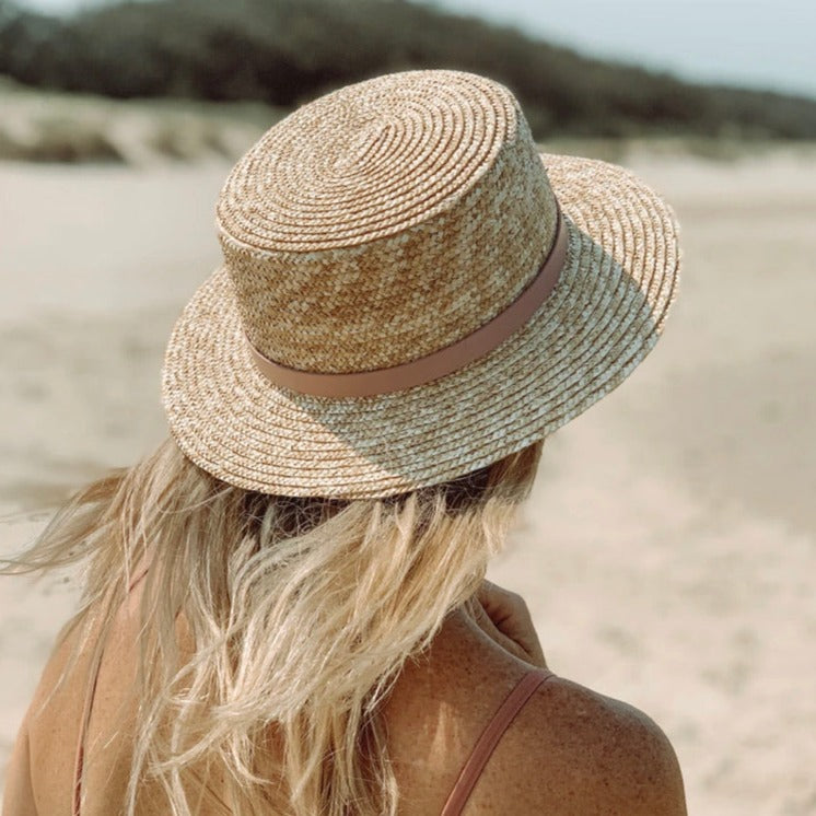 Shayd Straw Boater - Pink strap