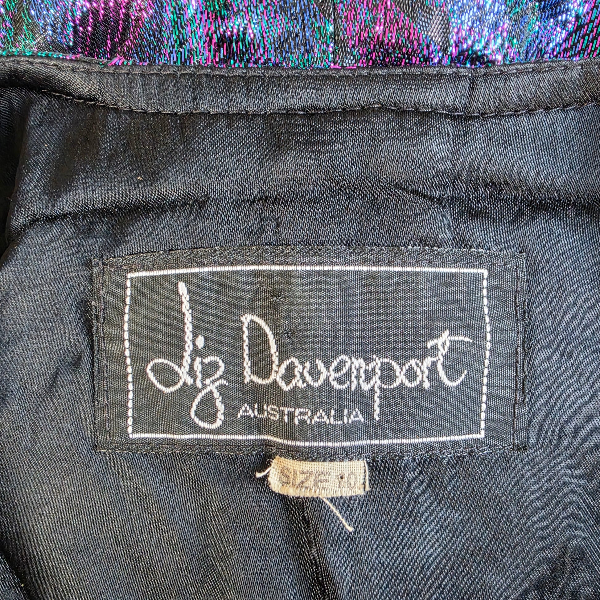 Liz Davenport vintage label inside blazer showing brand and size details.