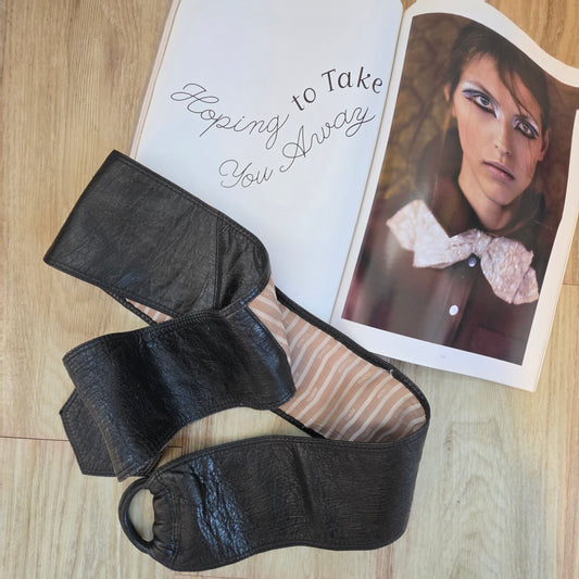 Image showing the Mimco leather wide wrap belt.