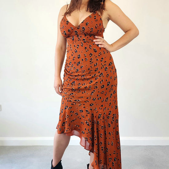 Designer Nicholas silk slip dress in animal print size 12
