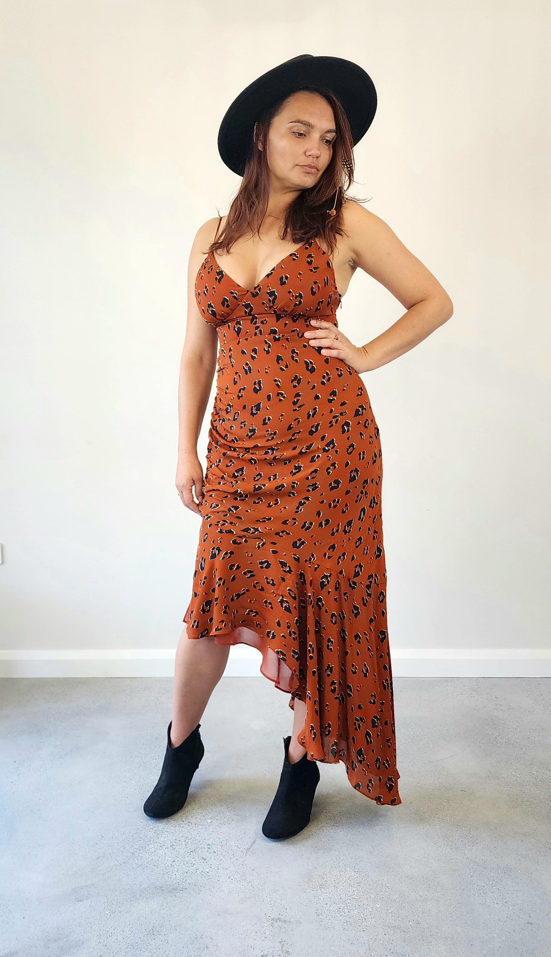 Designer Nicholas silk slip dress in animal print size 12