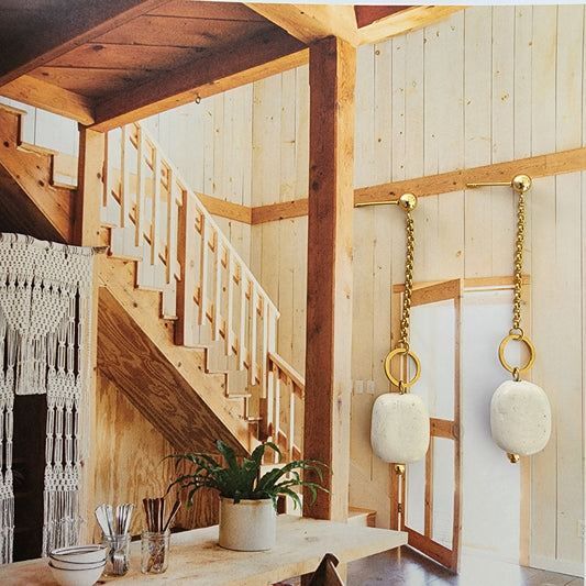 Image showing the Wilson Avenue Balance handmade earthen earrings with gold plated components.