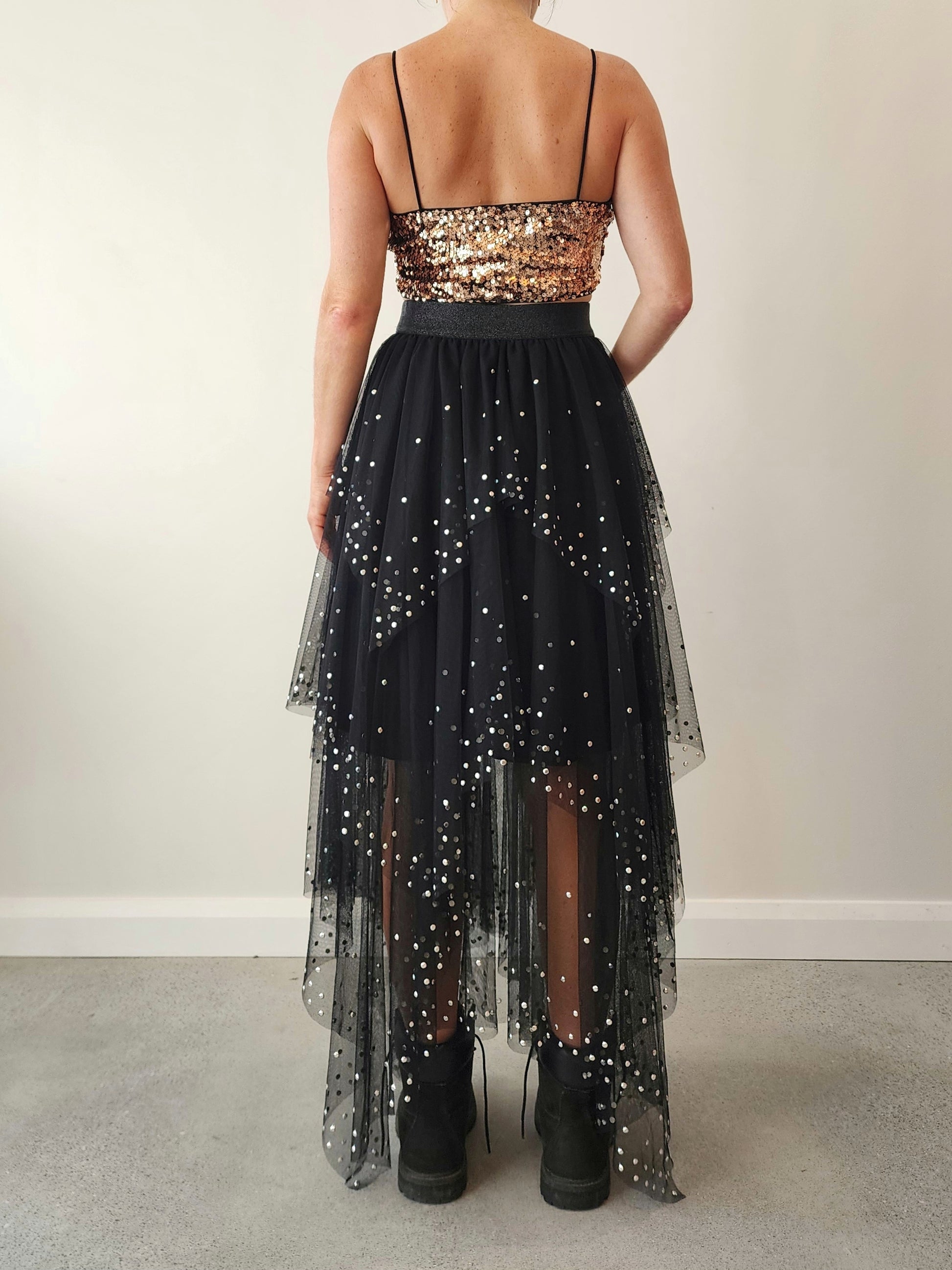 Sass and Bide black embellished midi skirt size XS