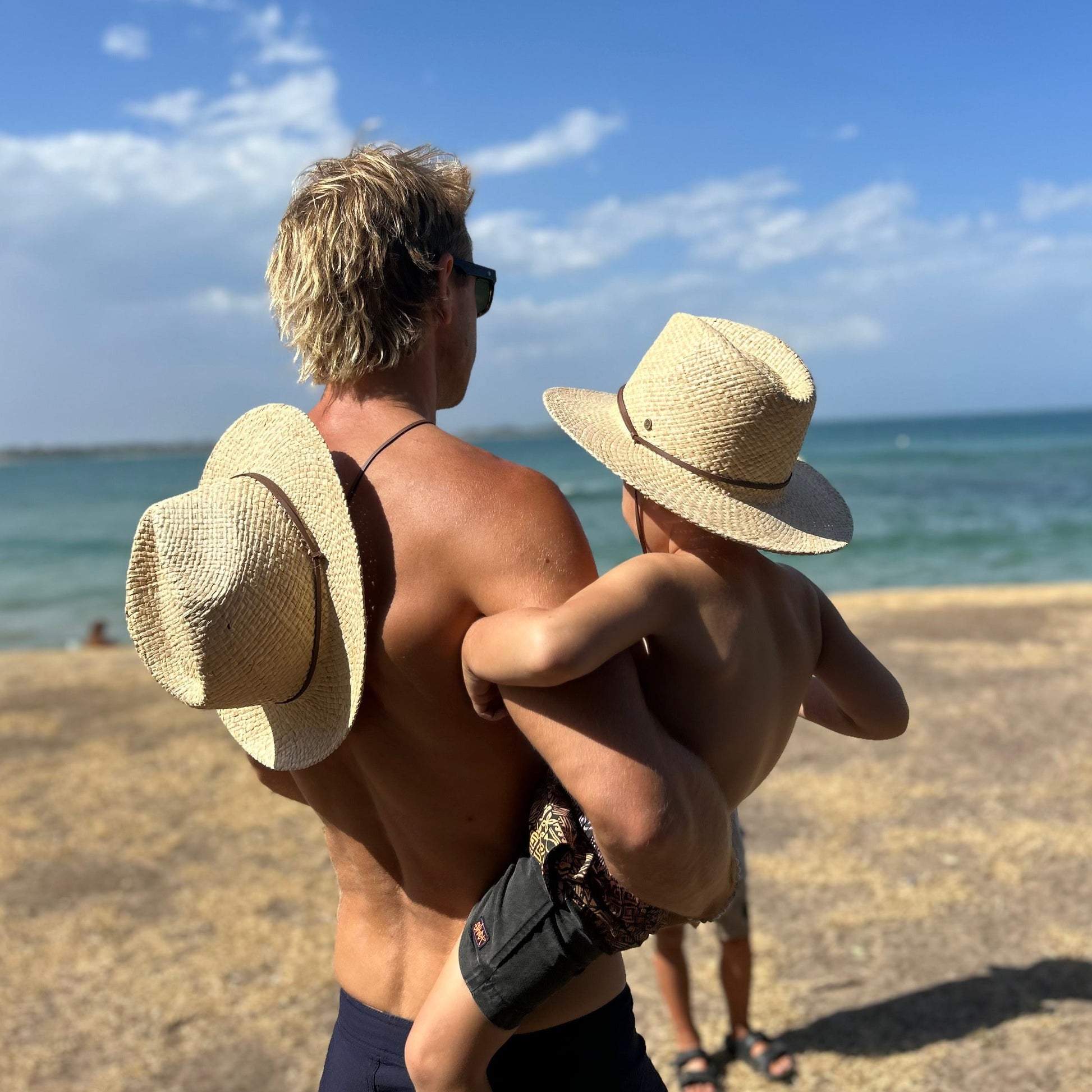 Image showing a man and boy wearing matching Shayd straw hats