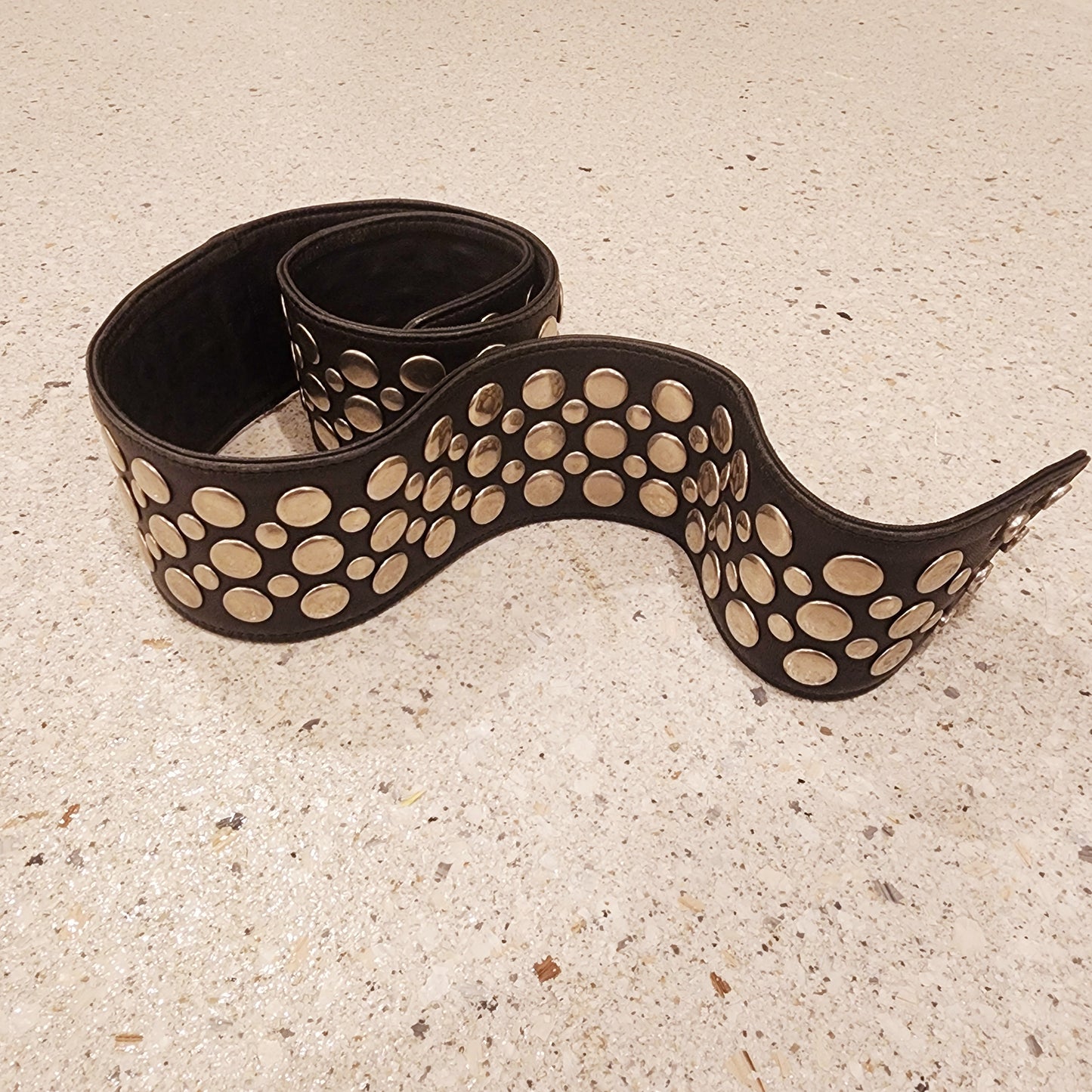 Sirocco wide black leather studded belt.