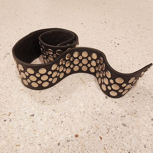 Sirocco wide black leather studded belt.