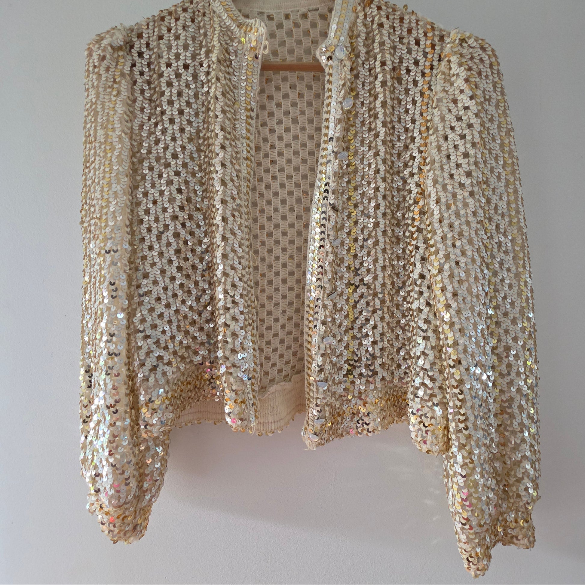 Image showing the vintage sequin jacket on a coat hanger